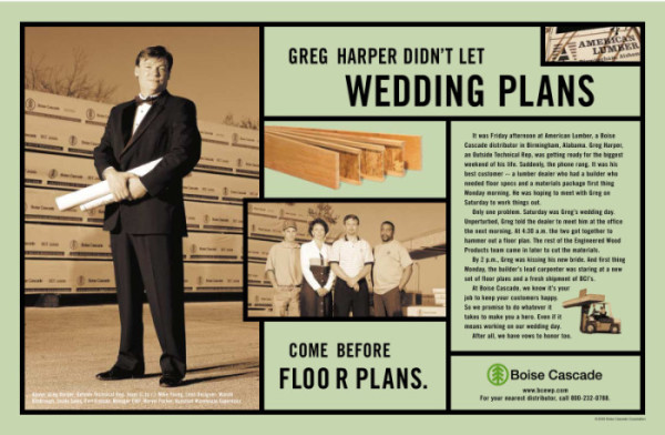 Boise Cascade "Wedding Plans" ad by Daryle Rico Creative Services