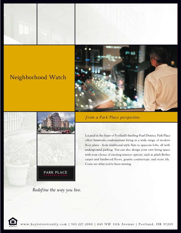 Hoyt Street Development. Print advertising by Daryle Rico Creative Services.
